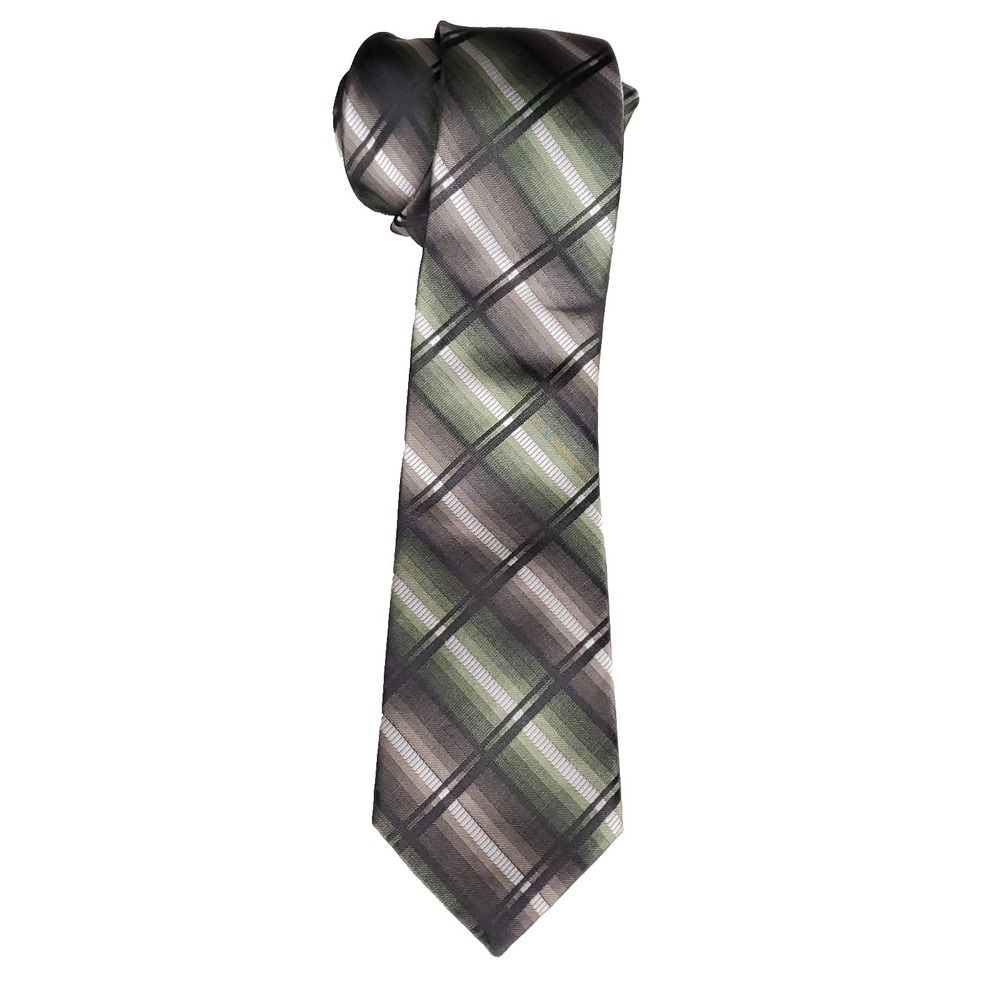 JF J Ferrar‎ Mens Plaid Tie Green Brown Businesscore Fall Tailored Accessories